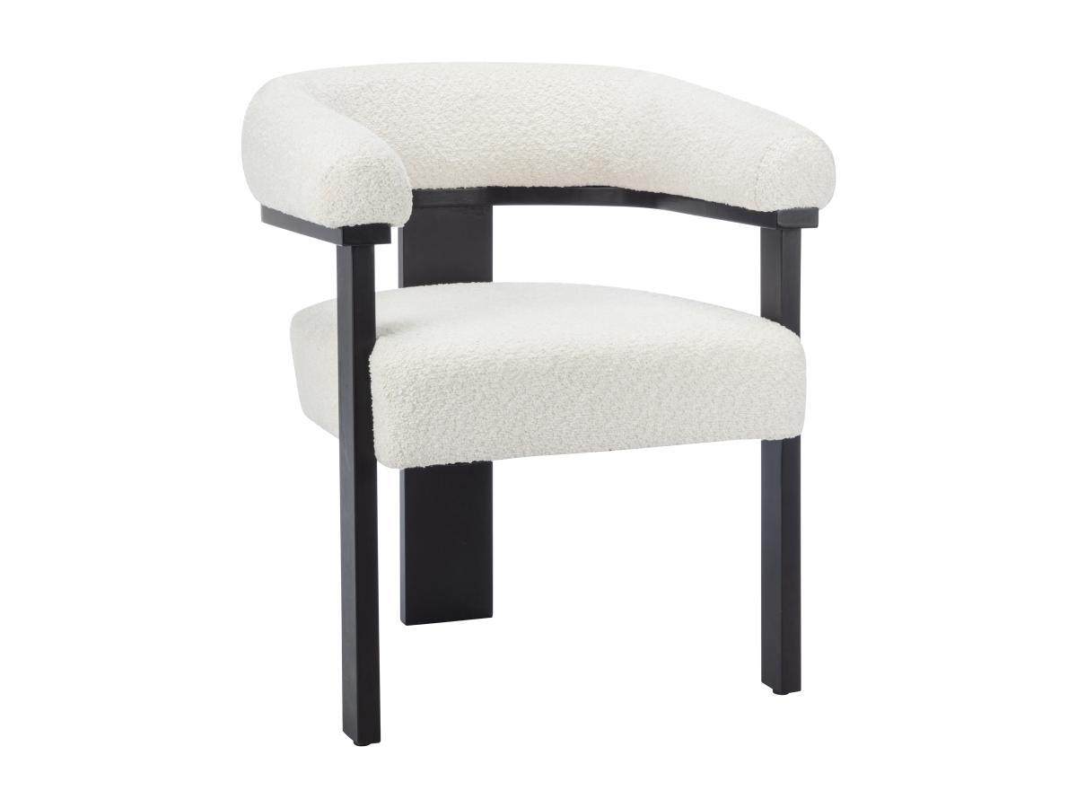 PASCAL MORABITO Lot de 6 chaises avec accoudoirs en tissu bouclette et bois d'hévéa - Blanc et noir - LIVELIA de Pascal MORABITO  