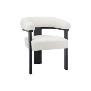 PASCAL MORABITO Lot de 6 chaises avec accoudoirs en tissu bouclette et bois d'hévéa - Blanc et noir - LIVELIA de Pascal MORABITO  