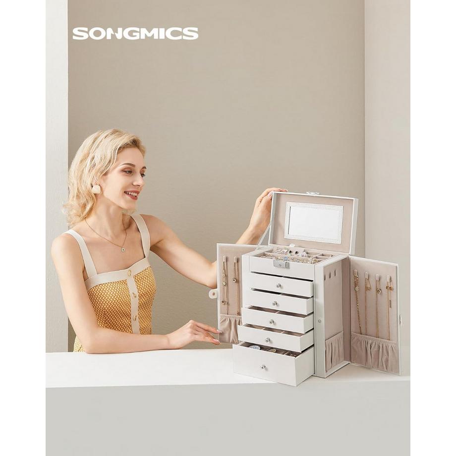Songmics  Schmuckkasten Schmuckschatulle mit 6 Ebenen 