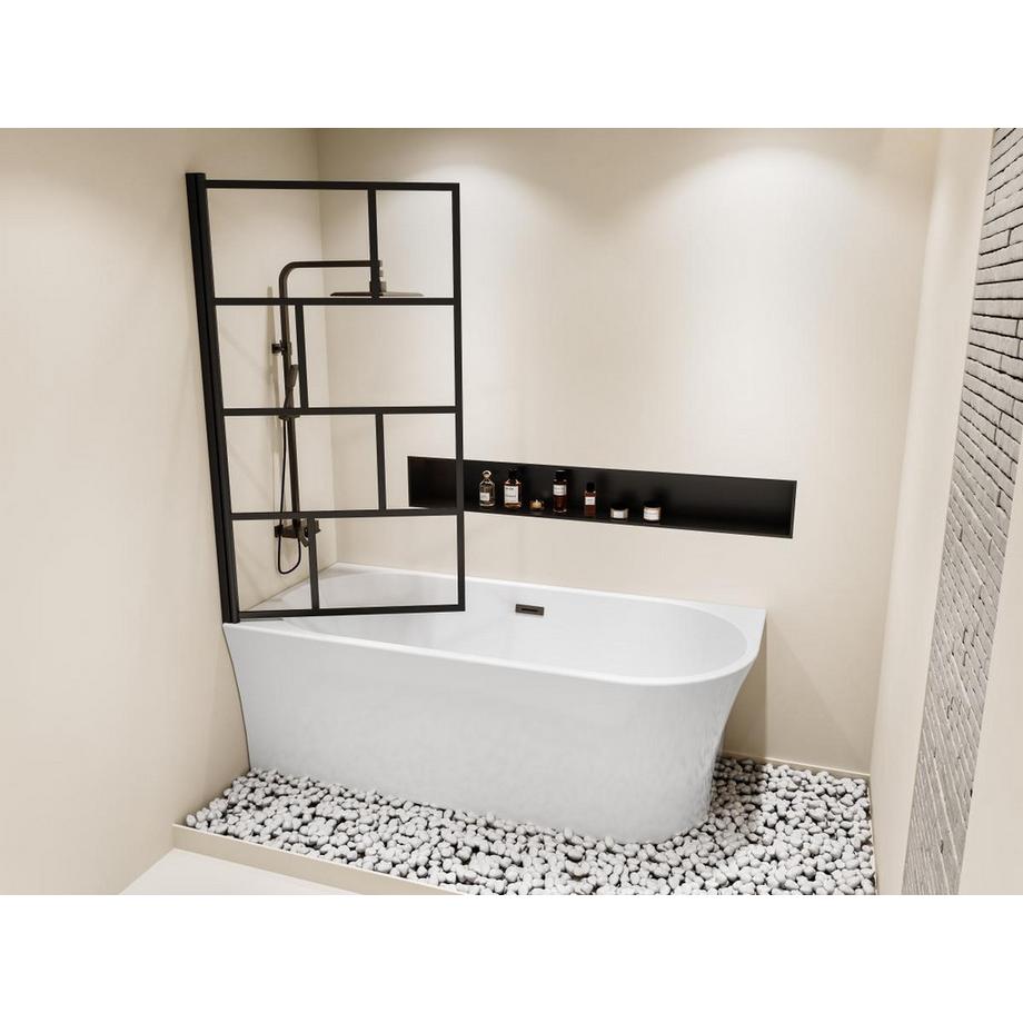 SHOWER DESIGN Baignoire douche blanche avec pare baignoire pivotant - 201 L - Angle gauche - PONTICOLA  