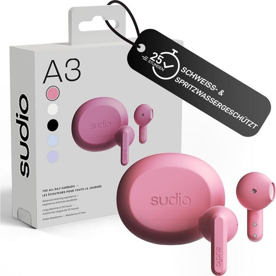 SUDIO  SUDIO-Kopfhörer A3 Pink In-Ear True Wireless 