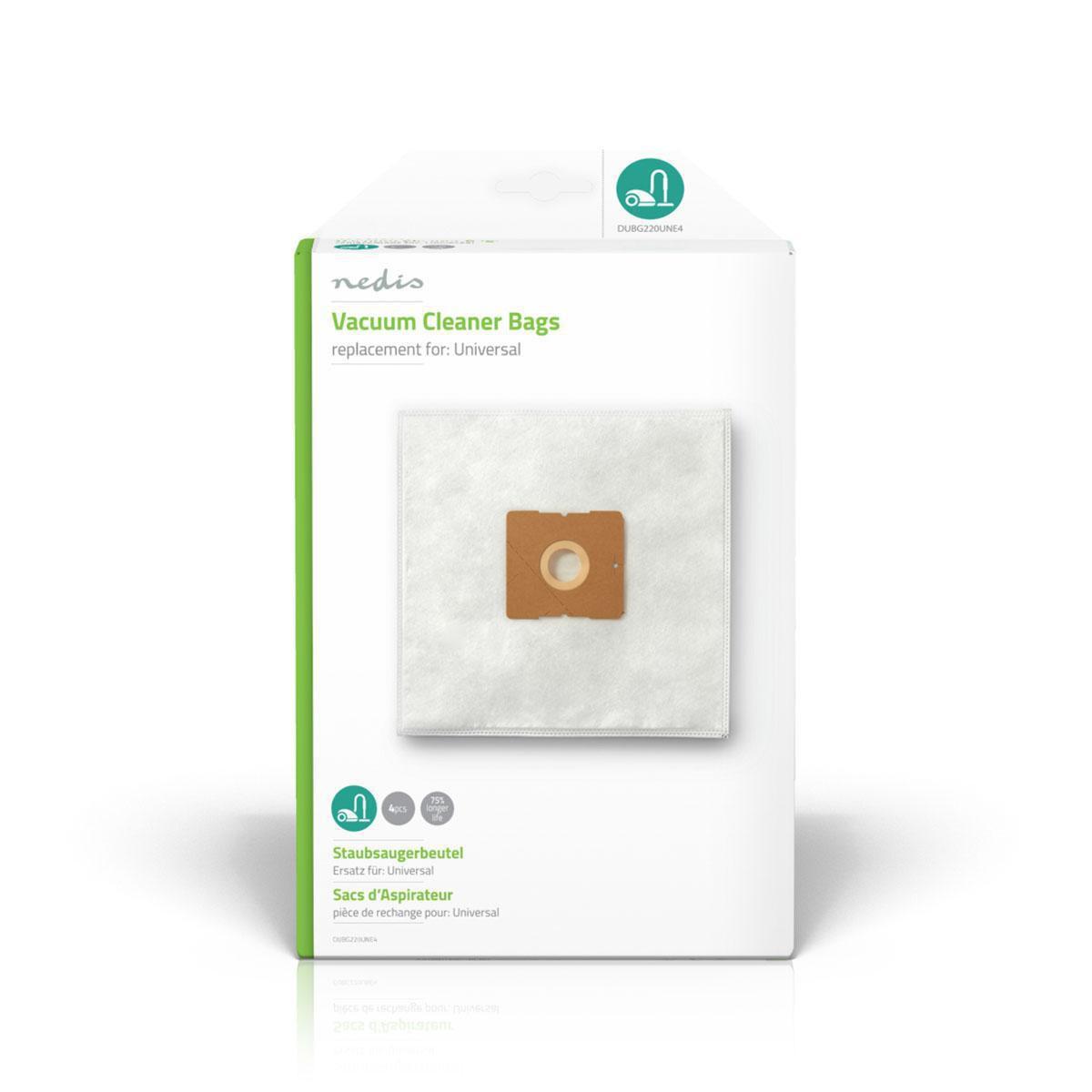 Nedis Sacchetto per aspirapolvere | 4 pz. | Sintetico | Più comunemente venduto per: Universale | Bianco  