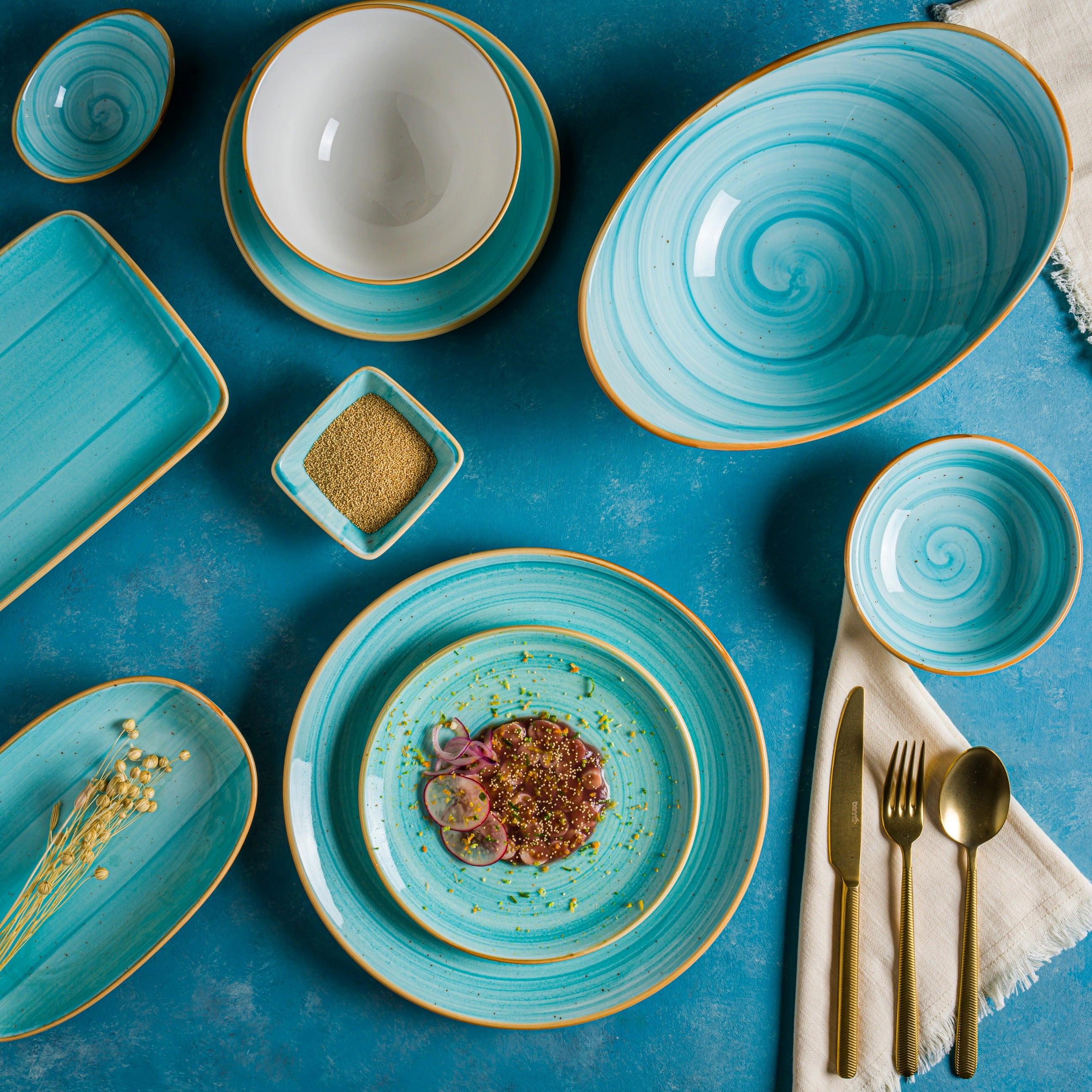 Bonna Assiette creuses - Aqua -  Porcelaine - lot de 6  