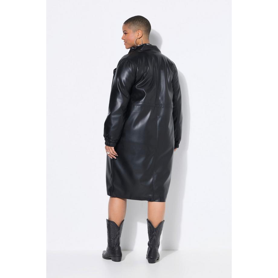 Studio Untold Lederoptik Mantel mit Taillen Tunnelzug  