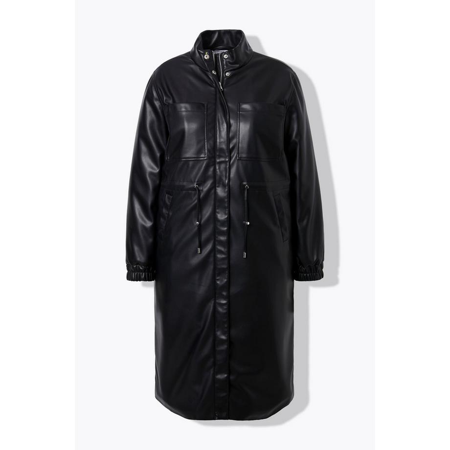 Studio Untold Lederoptik Mantel mit Taillen Tunnelzug  