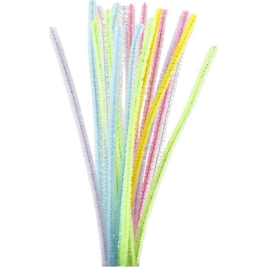 Creativ Company  Chenilledraht 6 mm, Glitter Pastell, 24 Stück 