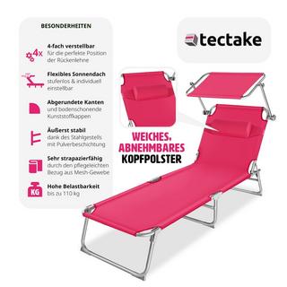 Tectake 2er Set Gartenliege stufenlos verstellbares Sonnendach  