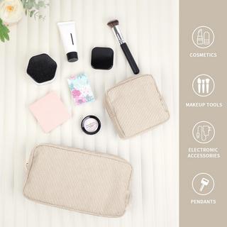 Only-bags.store  Petite trousse de maquillage pour sac à main, trousse de maquillage en velours côtelé avec compartiments, trousse de maquillage de voyage 