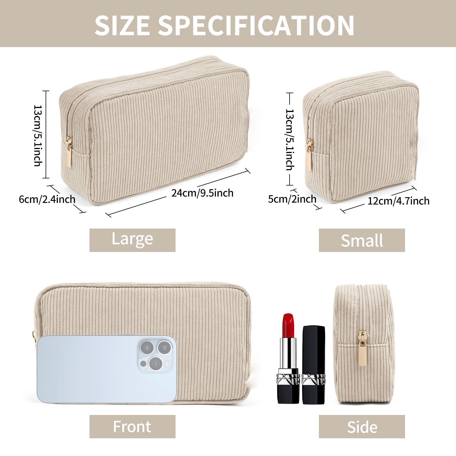 Only-bags.store  Petite trousse de maquillage pour sac à main, trousse de maquillage en velours côtelé avec compartiments, trousse de maquillage de voyage 