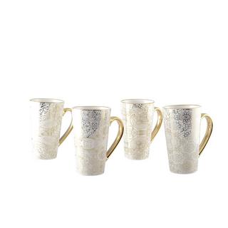 Aulica MUGS BLANC DESIGN ABSTRAIT - LOT DE 4  