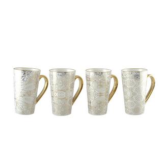 Aulica MUGS BLANC DESIGN ABSTRAIT - LOT DE 4  