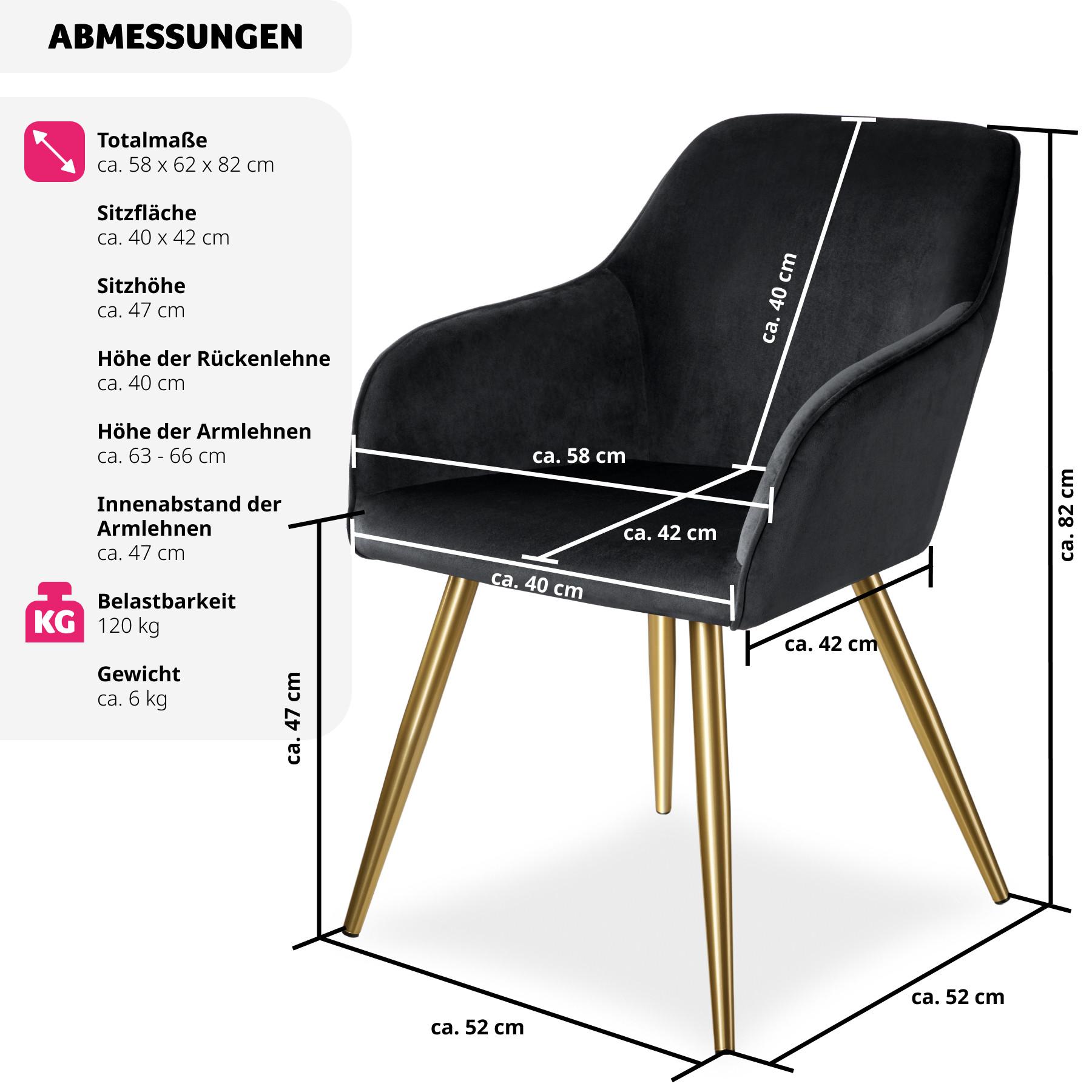 Tectake Chaise MARILYN Effet velours style scandinave  