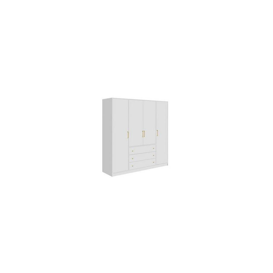 Vente-unique Armoire 4 portes et 3 tiroirs - L196 cm - Blanc - LIZANDRO  