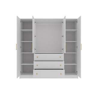 Vente-unique Kleiderschrank mit 4 Türen & 3 Schubladen - 196 cm - Weiß - LIZANDRO  