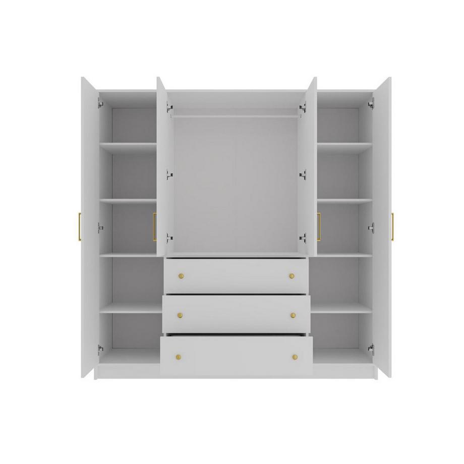 Vente-unique Armoire 4 portes et 3 tiroirs - L196 cm - Blanc - LIZANDRO  
