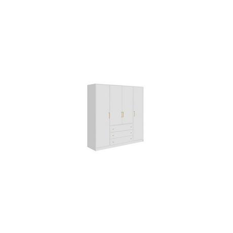 Vente-unique Kleiderschrank mit 4 Türen & 3 Schubladen - 196 cm - Weiß - LIZANDRO  