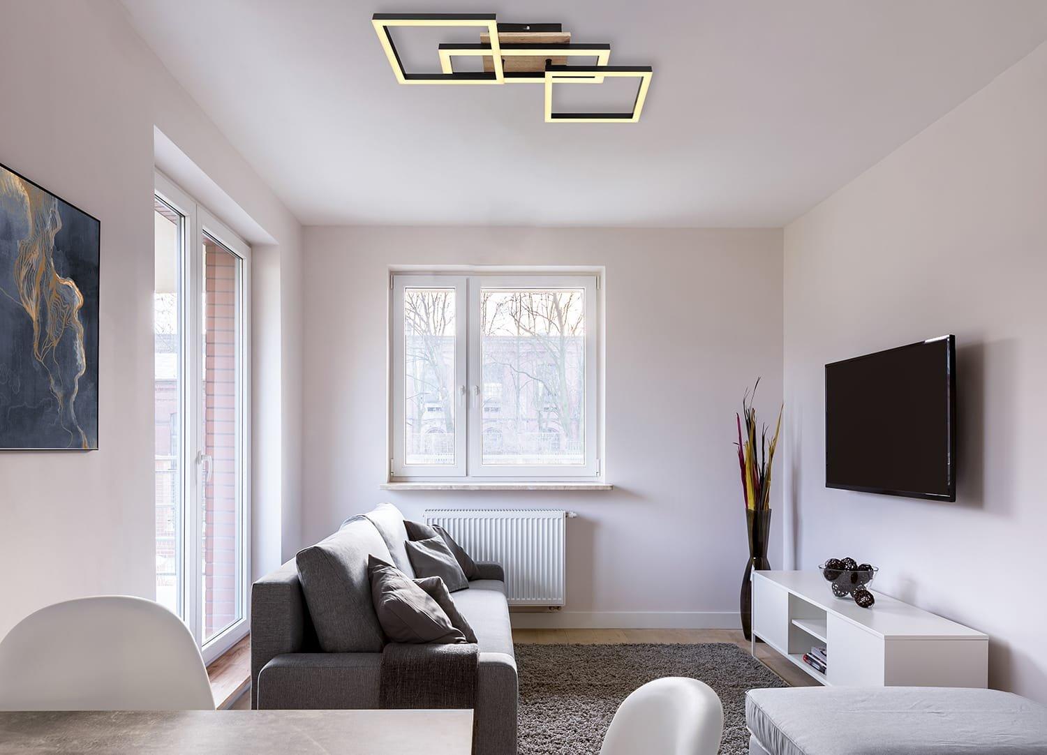 mutoni Lampada da soffitto Bossy metallo effetto legno nero opaco LED  