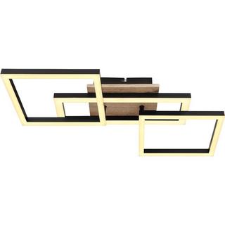 mutoni Plafonnier Bossy métal noir aspect bois LED mat  