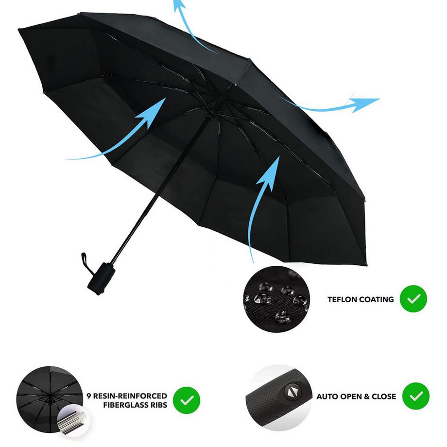 Alopini  Regenschirm großer sturmsicherer 2-Personen-Reiseschirm winddichter Taschenschirm öffnen-schließen Automatikschirm 