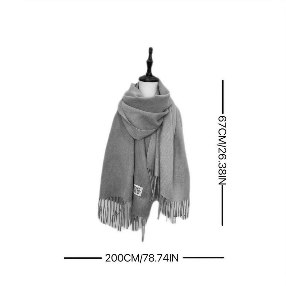 Only-bags.store Sciarpa Doppia Faccia Bicolore Basic Imitazione Cashmere con Nappe  