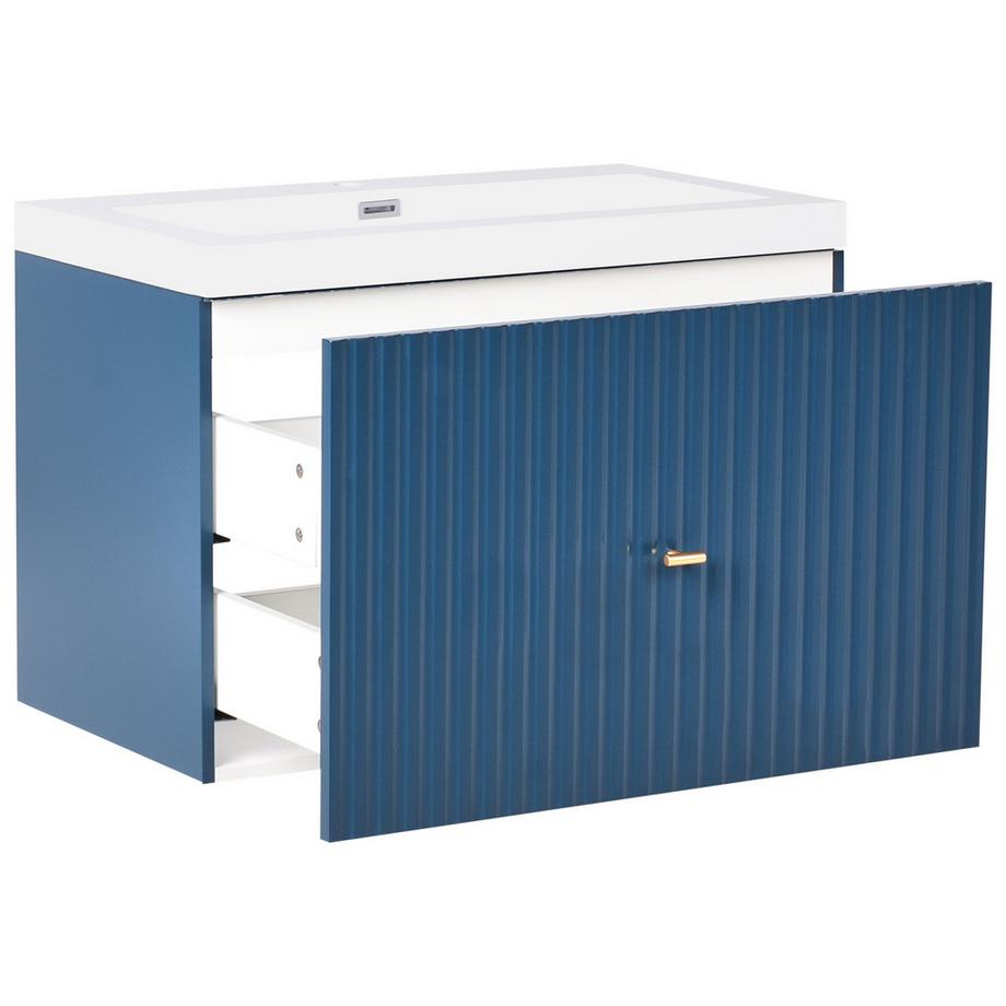 Beliani Wandmontierter Waschbeckenunterschrank mit Waschbecken aus MDF-Platte Modern LAGO  