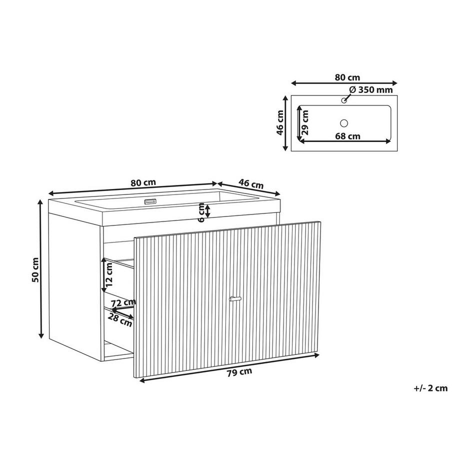 Beliani Wandmontierter Waschbeckenunterschrank mit Waschbecken aus MDF-Platte Modern LAGO  