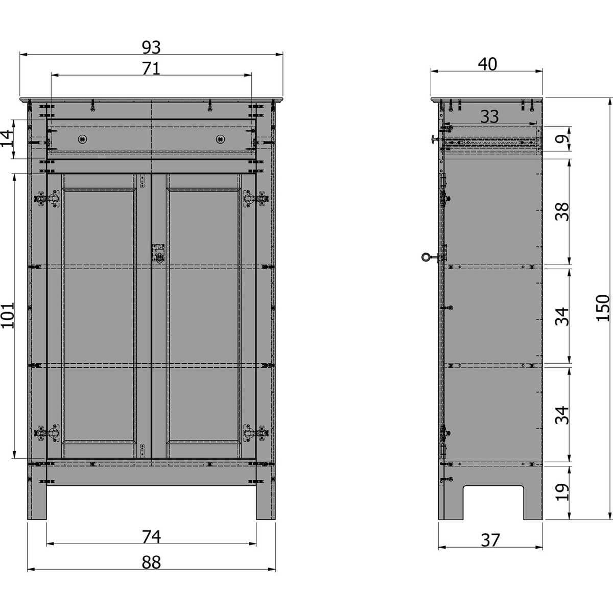 mutoni Armoire murale Eva pin noir  