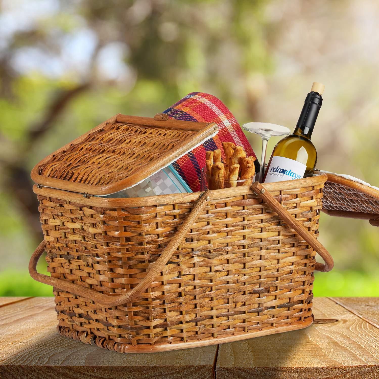 Northix Picknickkorb mit Deckel  