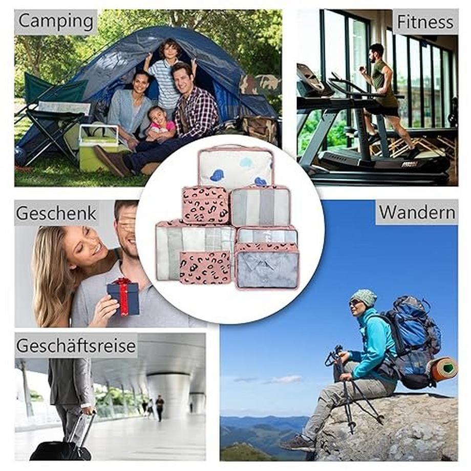 Only-bags.store Set da 10 Cubi da Imballaggio da Viaggio Stampa Leopardo  