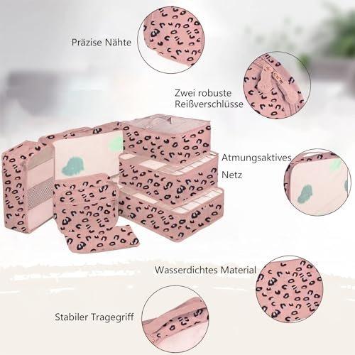 Only-bags.store Set di 10 Organizer da Viaggio Stampa Leopardo  