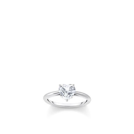 Thomas Sabo  Bague blanche Zirconia en forme de coeur Argent 