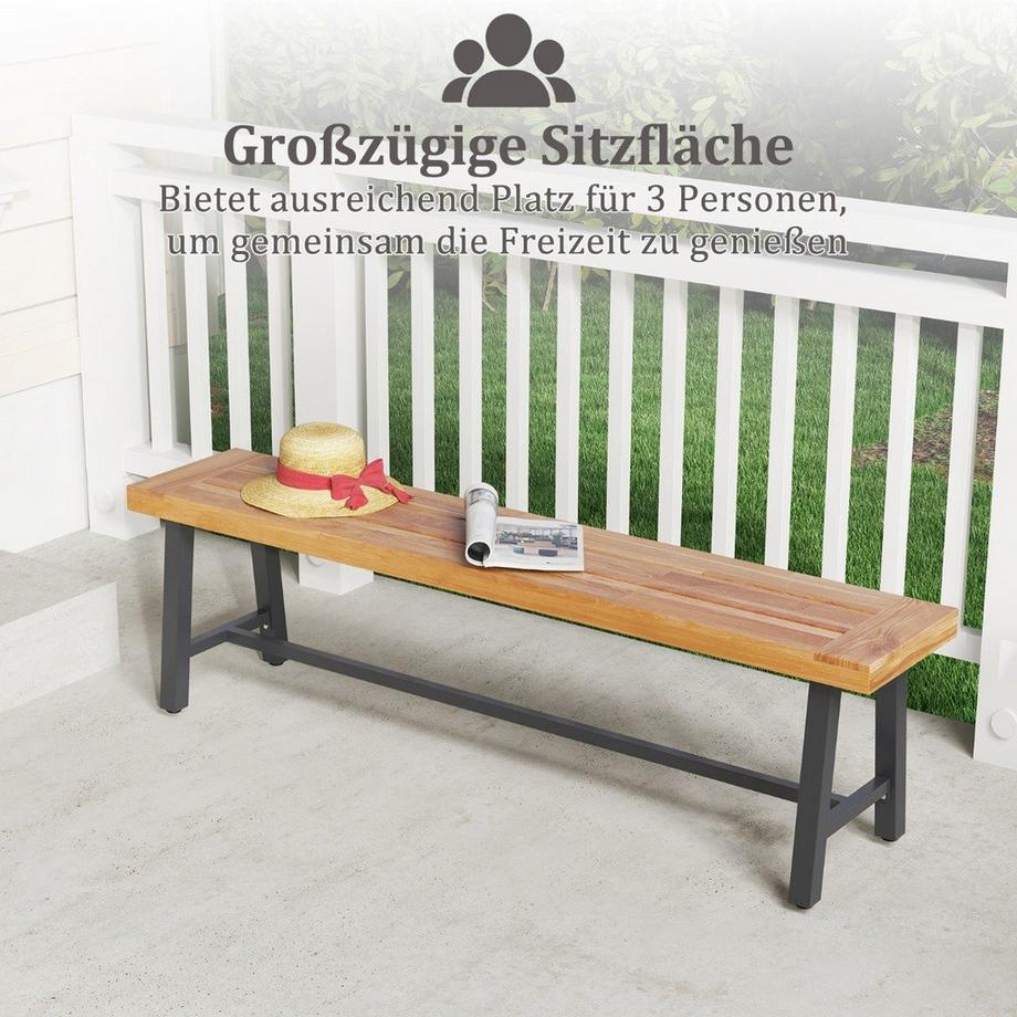 B2X Gartenbank wetterfest 3-Sitzer Sitzbank bis 360 kg Parkbank aus Akazienholz und Metall 1 Stück  