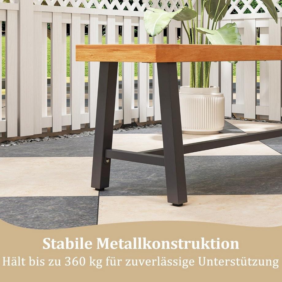 Gartenbank wetterfest 3-Sitzer Sitzbank bis 360 kg Parkbank aus Akazienholz und Metall 1 Stück