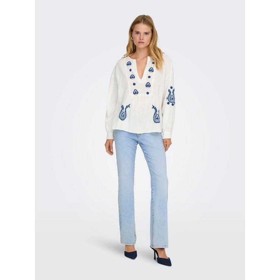 ONLY Langärmelige bestickte Bluse  