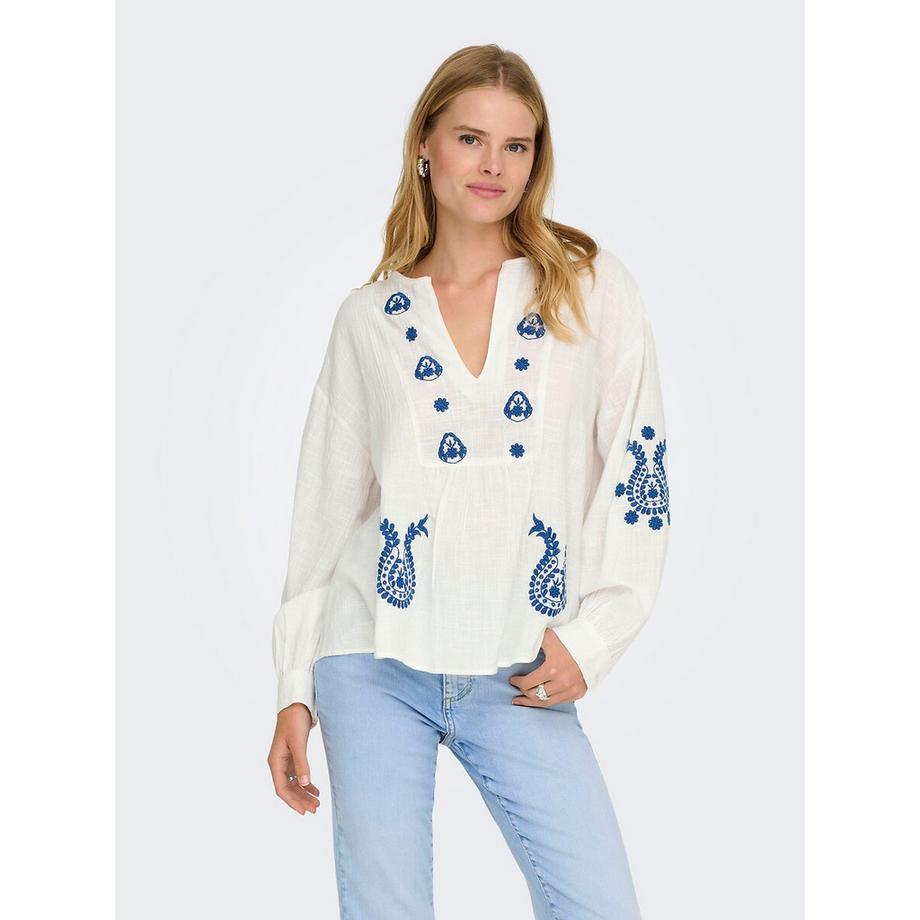 Langärmelige Bluse mit Stickereien
