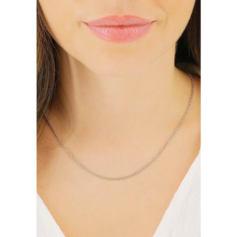 MUAU Schmuck  Collier forçat or blanc 585, 2mm, 45cm 