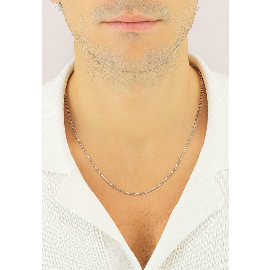 MUAU Schmuck  Collier forçat or blanc 585, 2mm, 45cm 