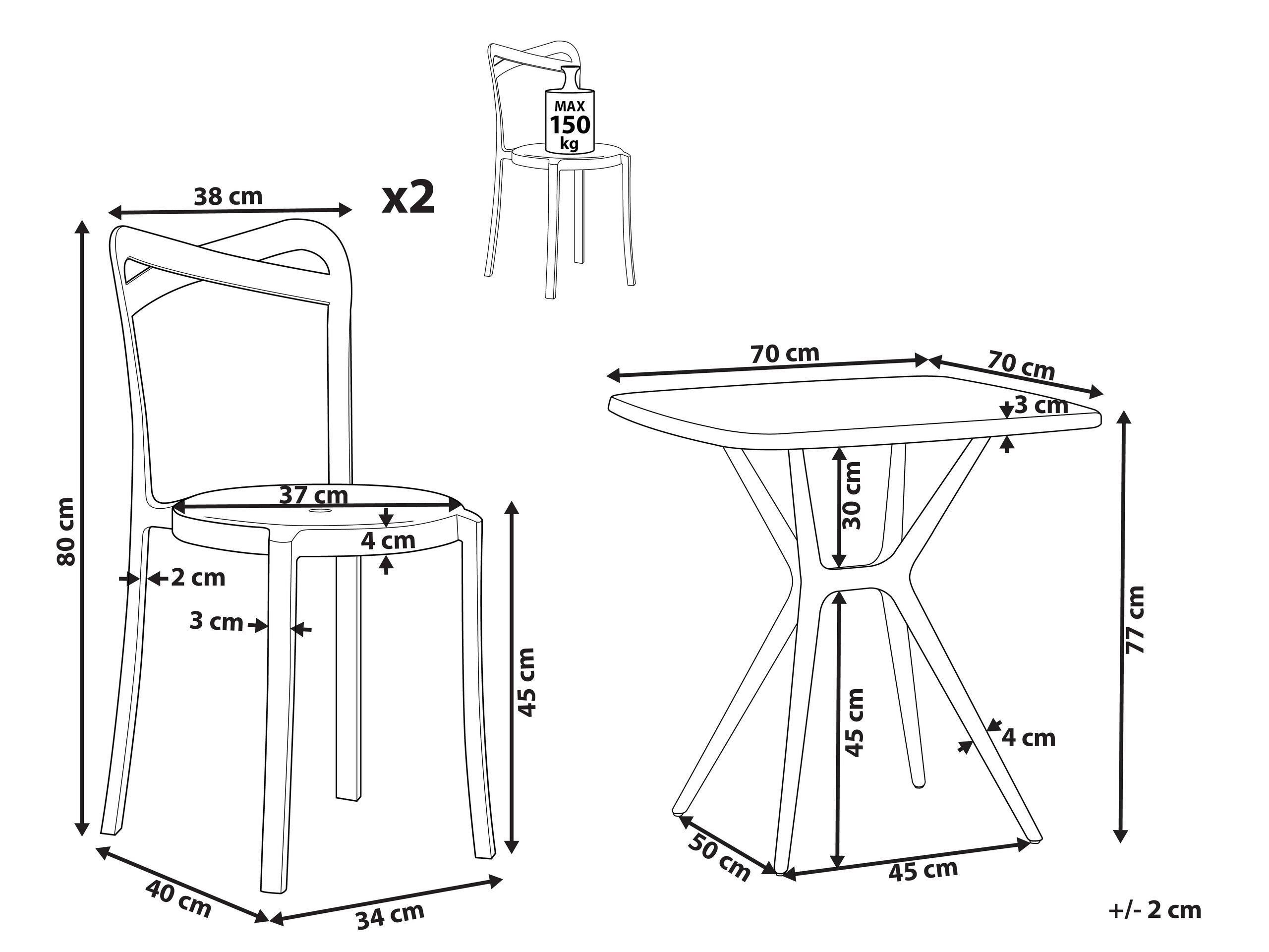 Beliani Bistro Set aus Kunststoff Modern SERSALE/CAMOGLI  