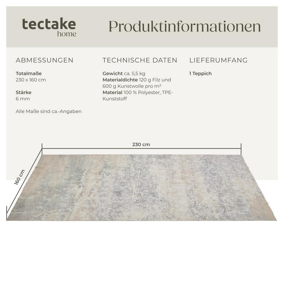 Tectake Vintage Designer Teppich Dalia verschiedene Größen Used-Look, verwaschenes Muster  