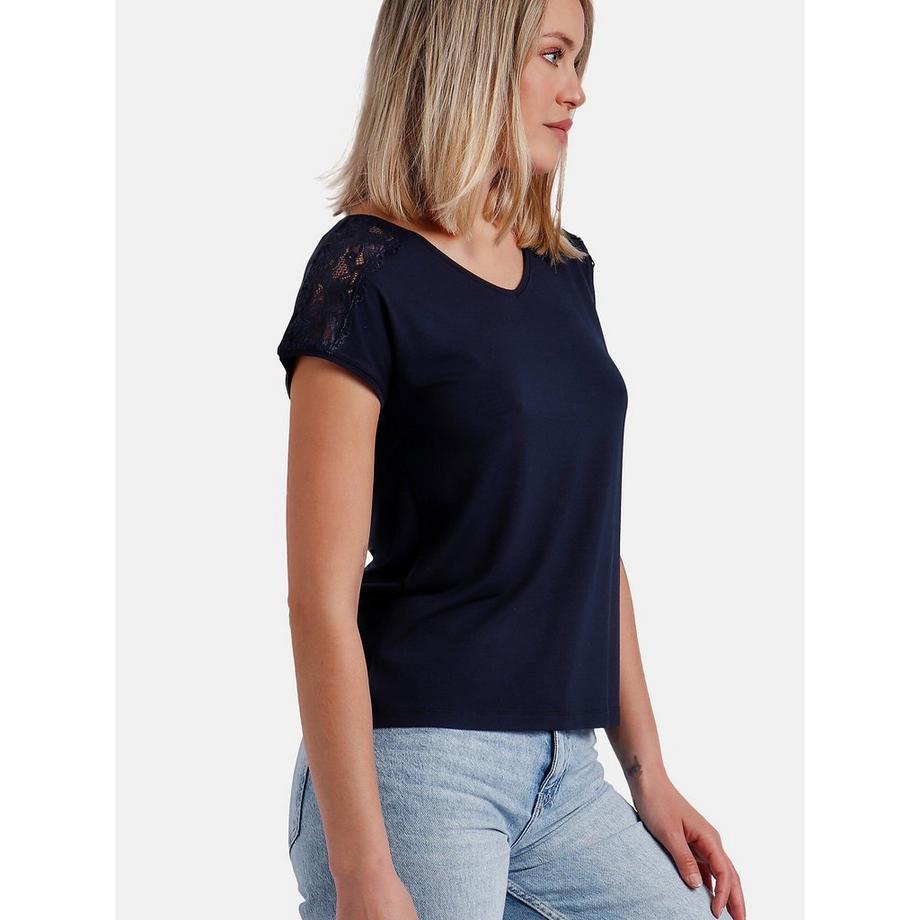 Admas Kurzarm T-Shirt Puntilla Hombro  