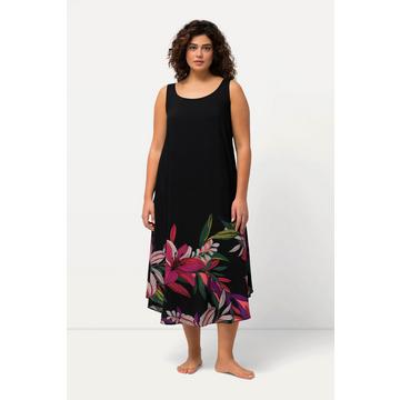 Robe midi avec imprimé à fleurs sur la base, sans manches, décolleté rond