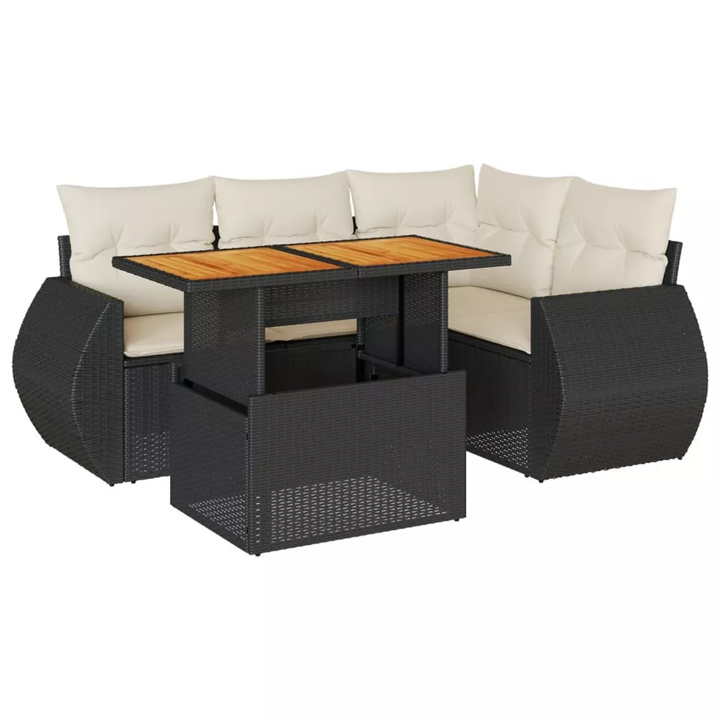 VidaXL - Garten sofagarnitur poly-rattan, One Size, Schwarz
