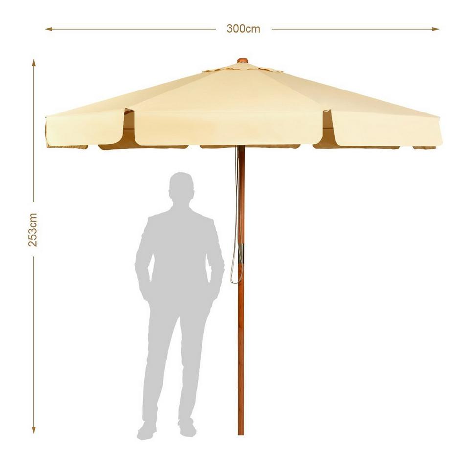 Northix Parasol inclinable de 3 m en tissu polyester imperméable avec protection UV beige  