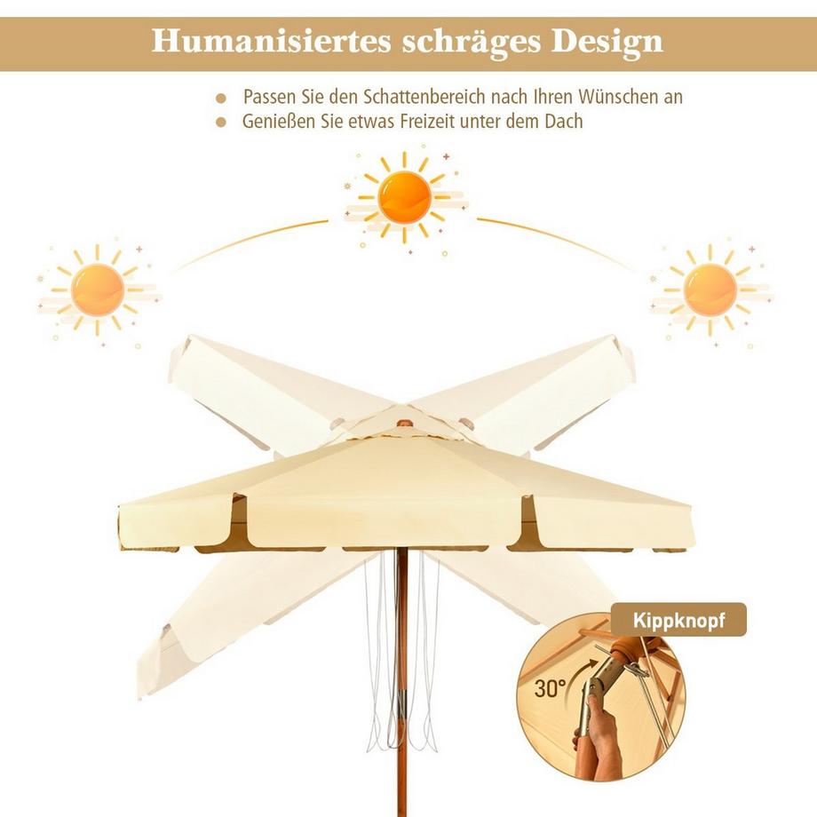 Northix Parasol inclinable de 3 m en tissu polyester imperméable avec protection UV beige  
