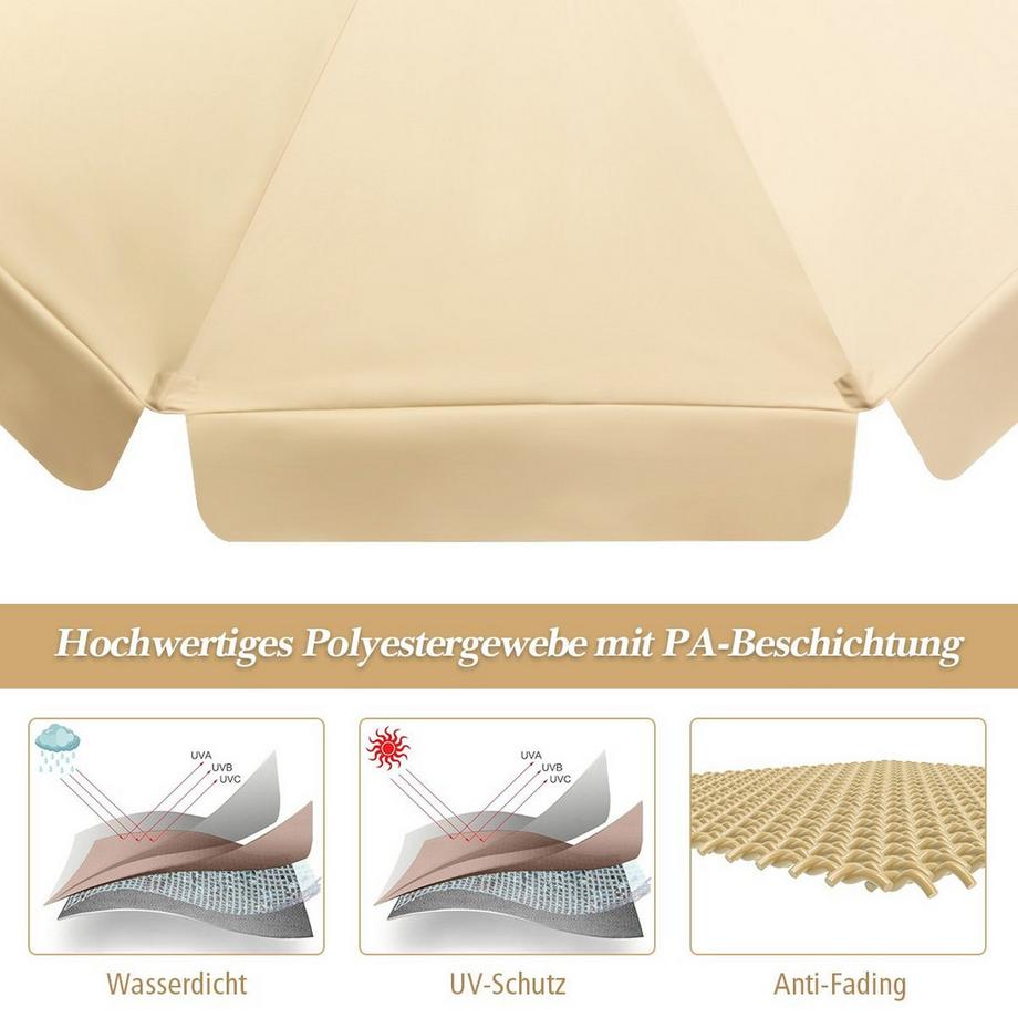 Northix Parasol inclinable de 3 m en tissu polyester imperméable avec protection UV beige  