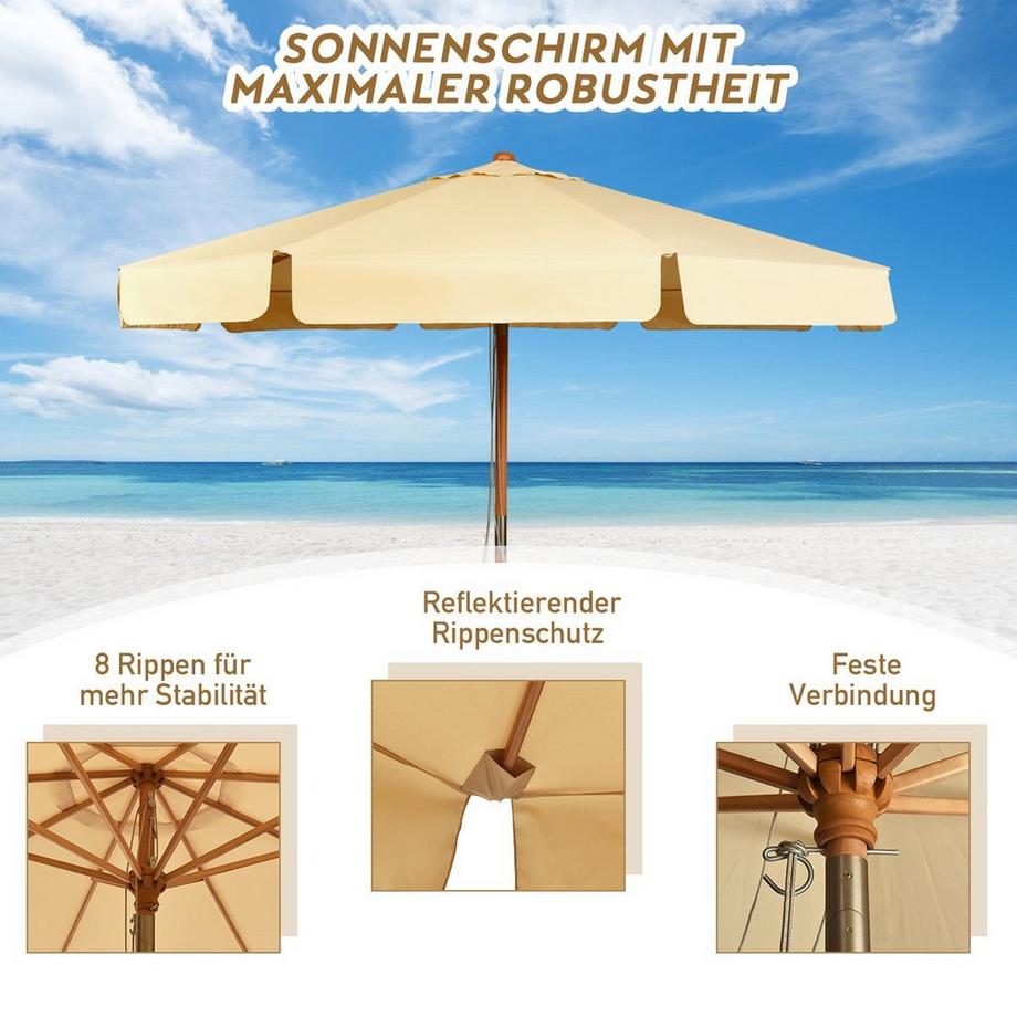 Northix Parasol inclinable de 3 m en tissu polyester imperméable avec protection UV beige  