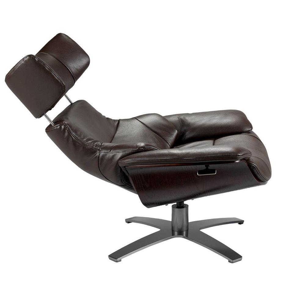 ANGEL CERDA Fauteuil inclinable pivotant en cuir marron chocolat  