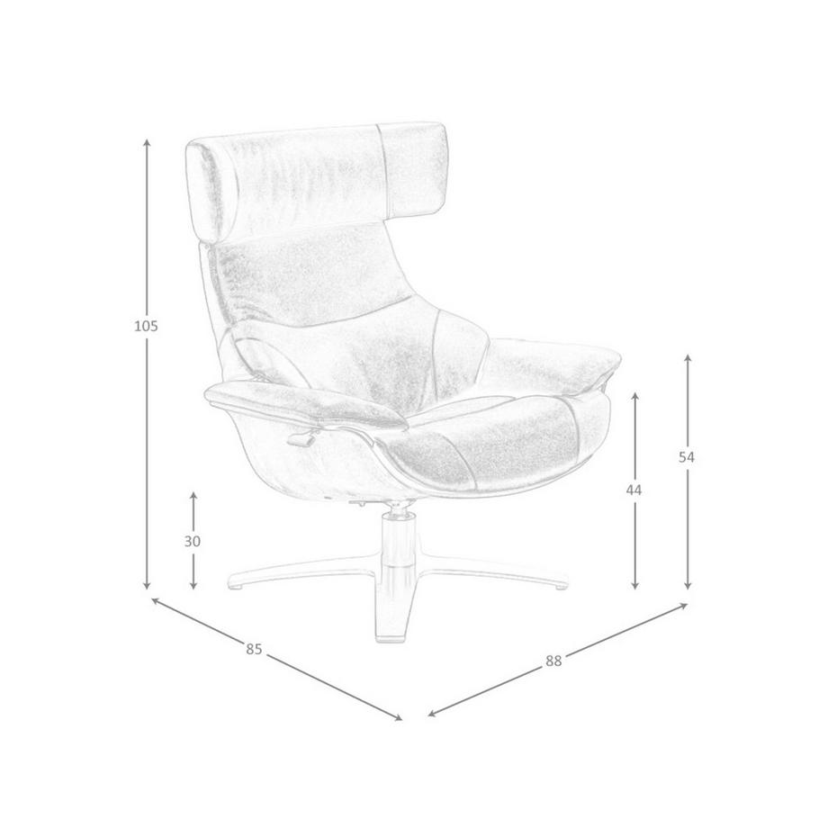 ANGEL CERDA Fauteuil inclinable pivotant en cuir marron chocolat  