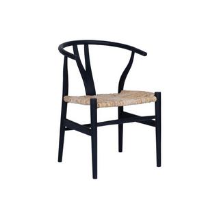 Vente-unique Lot de 2 chaises en teck et paille - Noir et Naturel - POGIANA  