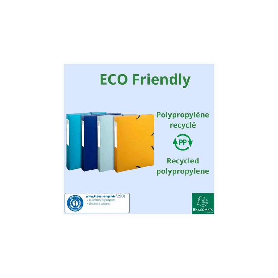 Exacompta Boîte de classement polypropylène recyclé BeeBlue dos 40mm - A4 - x 8  